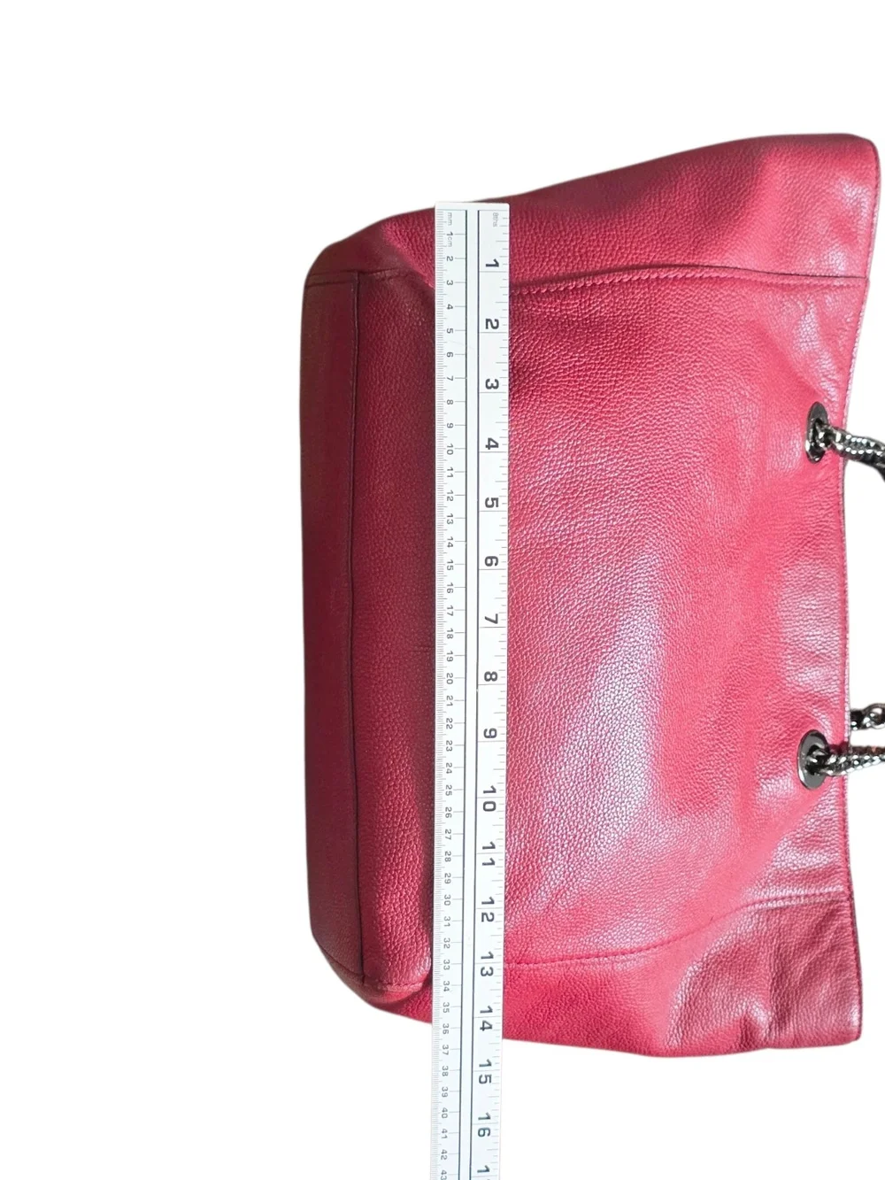 Coach Dark Red Pebbled Turnlock Leather Tote Bag - Signature Chain Strap 56830